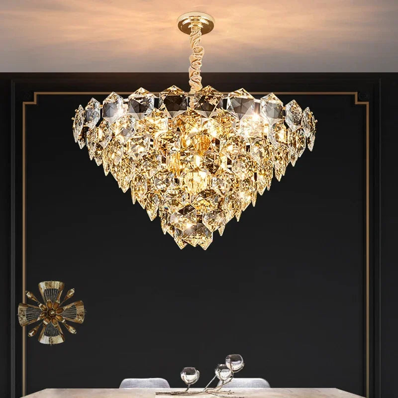 [Luminaire] Vintage Crystal LED Chandelier Gold Luxury