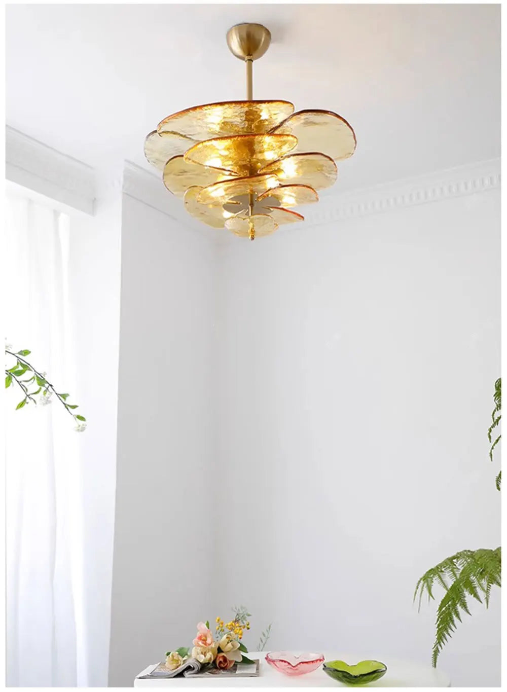 [Deco] Art Deco Chandelier Glass Stainless Steel