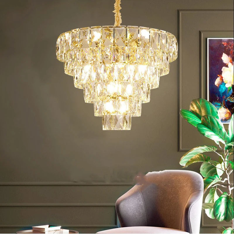 [Aurelia] Gold Crystal Chandelier Modern Lustre