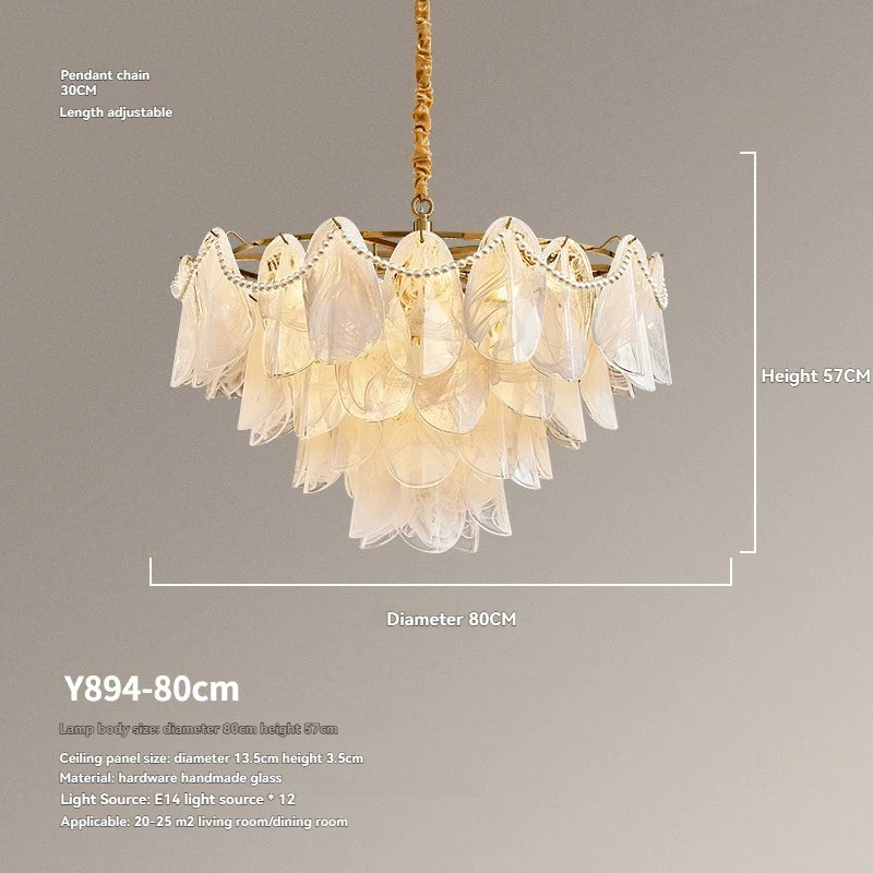 [Nuvola] French Cloud Glass Chandelier Luxury Pearl Petal