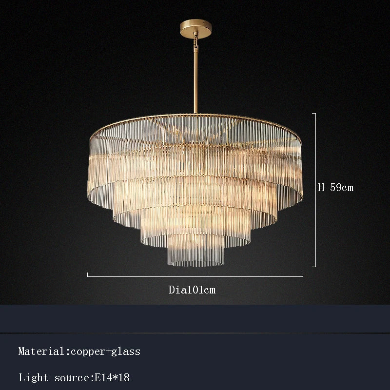 [Nordica] Nordic Luxury Glass Chandelier Gold Bar
