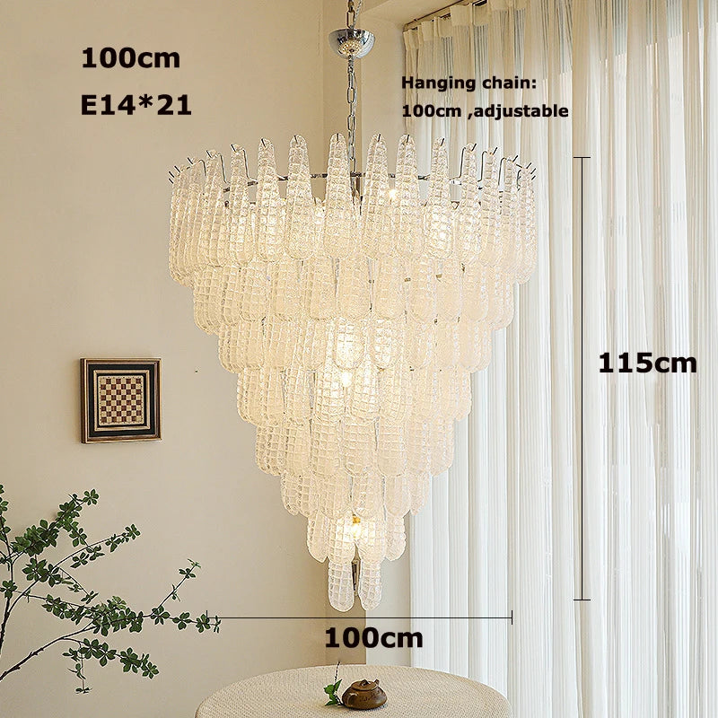 [coloreno] French Glass Chandelier Blue Pink White