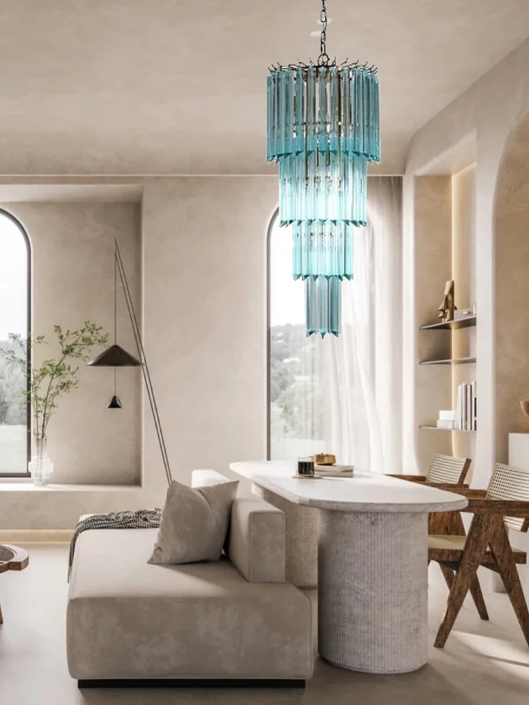 [Cottage] Vintage European Glass Chandelier Staircase