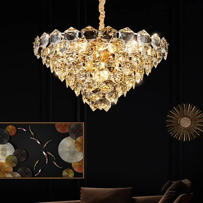 [Luminaire] Vintage Crystal LED Chandelier Gold Luxury