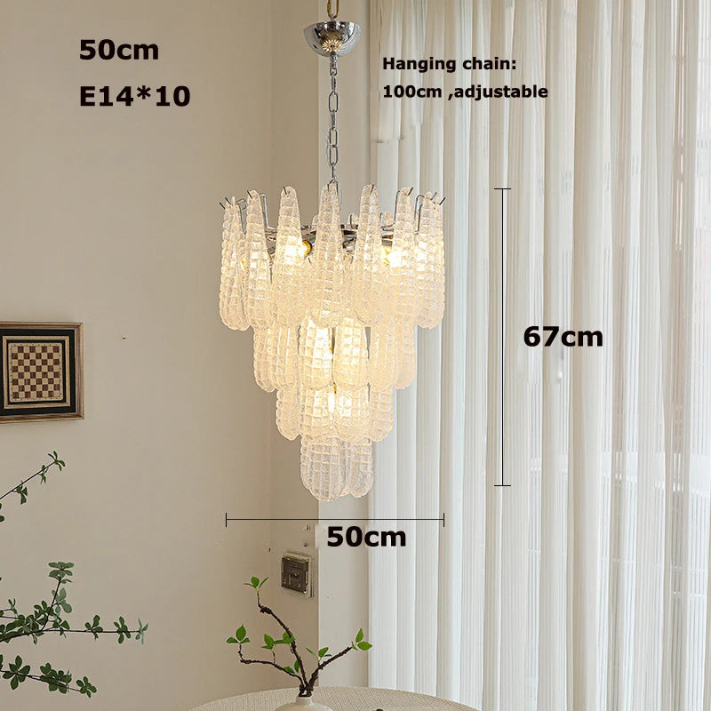 [coloreno] French Glass Chandelier Blue Pink White