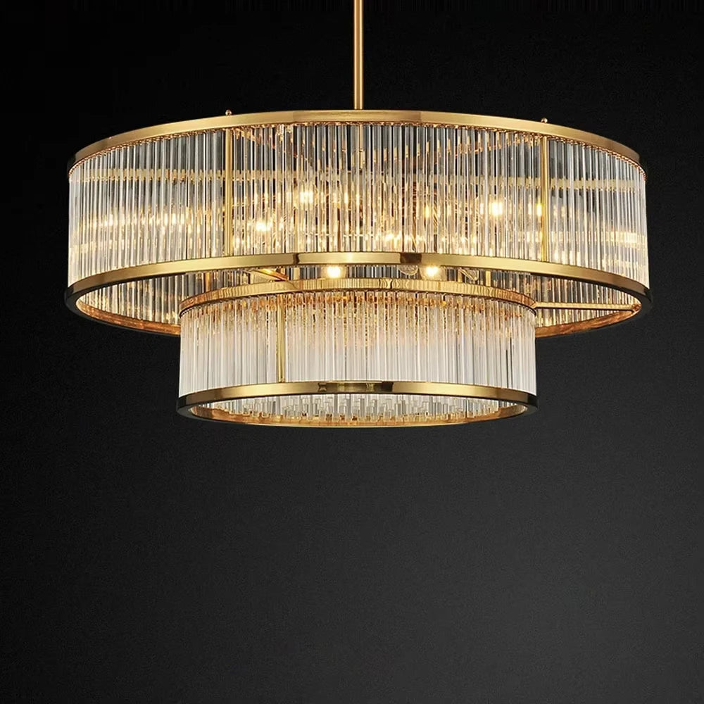 [Radiance] Copper Crystal Chandelier Golden Round