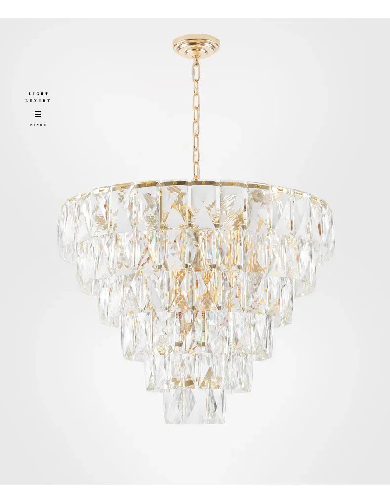 [Aurelia] Gold Crystal Chandelier Modern Lustre