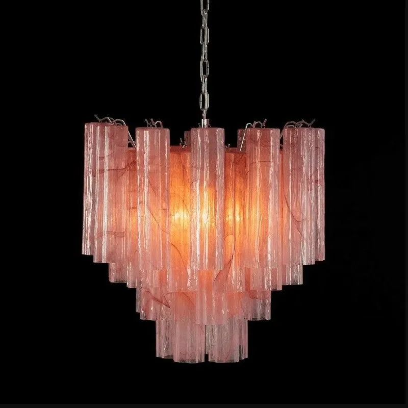 [Vetro Colorato] Art Deco Glass Tube Chandelier Stained