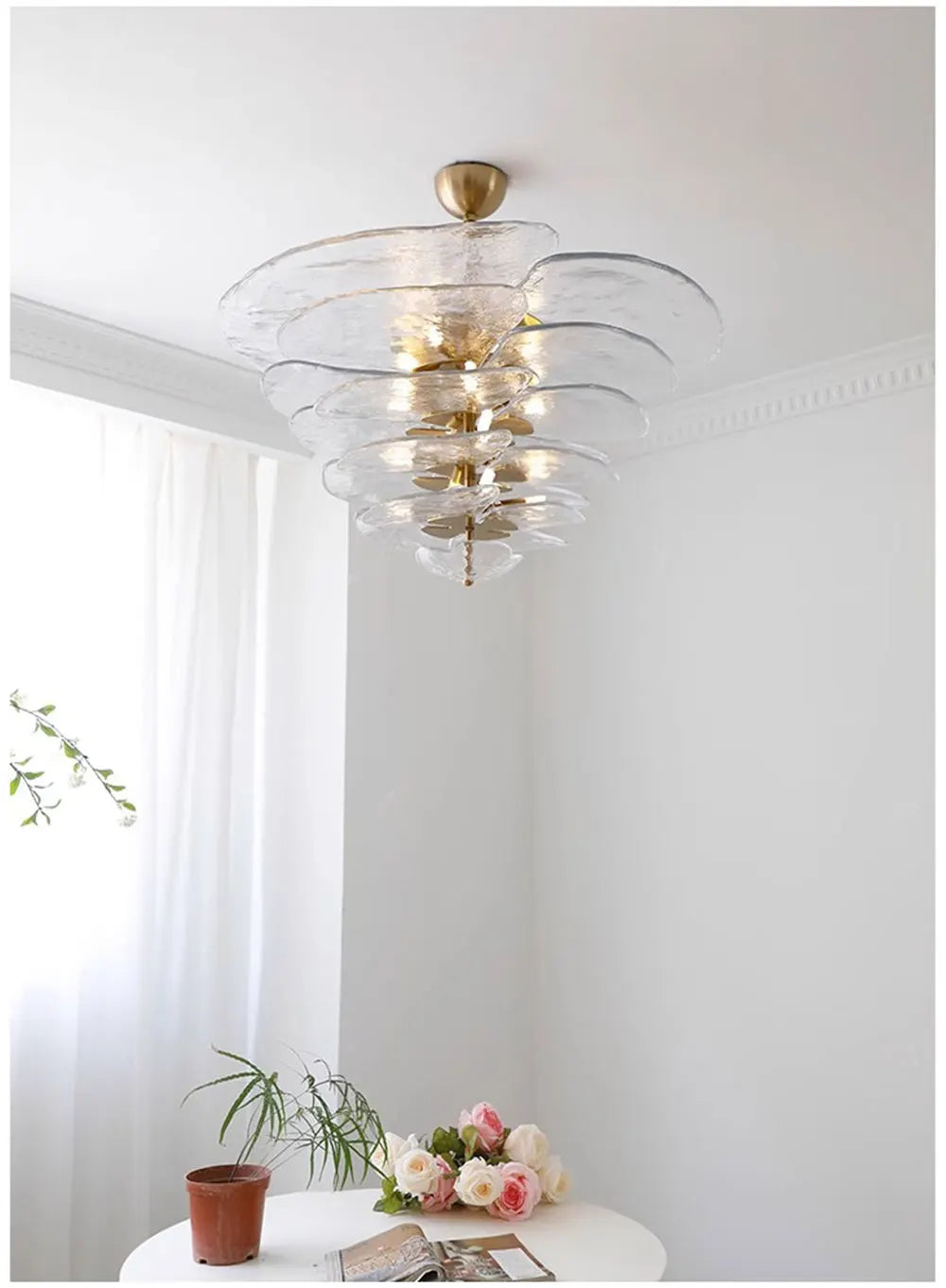 [Deco] Art Deco Chandelier Glass Stainless Steel