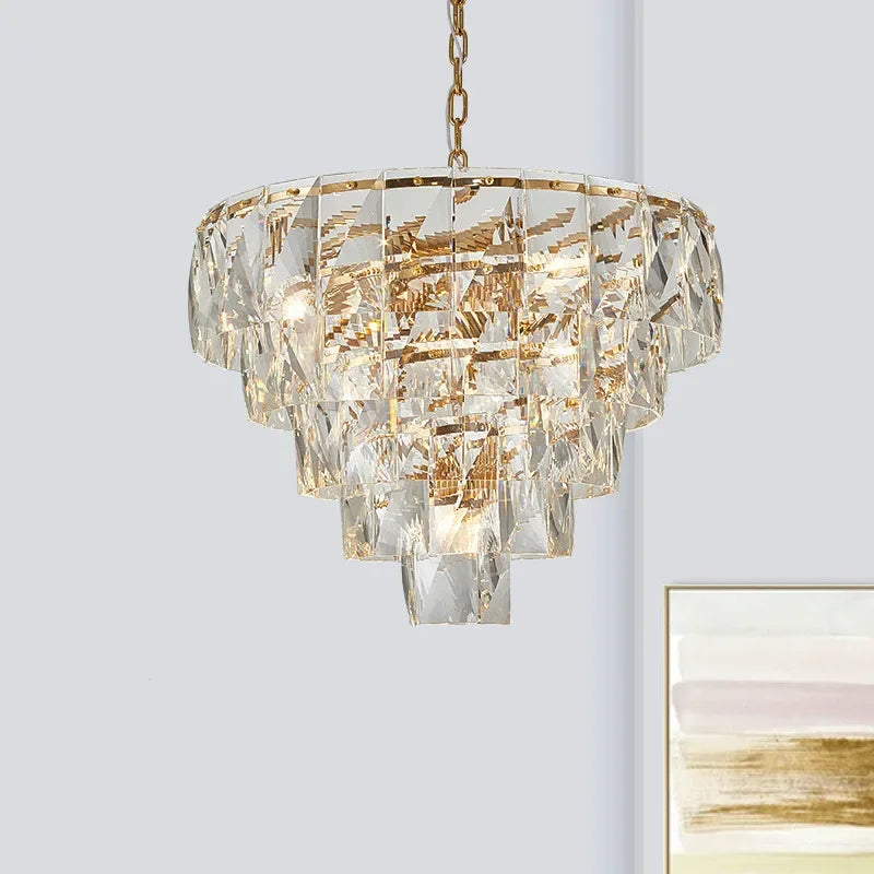 [Aurelia] Gold Crystal Chandelier Modern Lustre