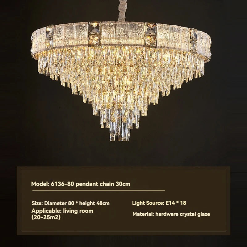 [Opulenza] Gold Crystal Chandelier Luxury