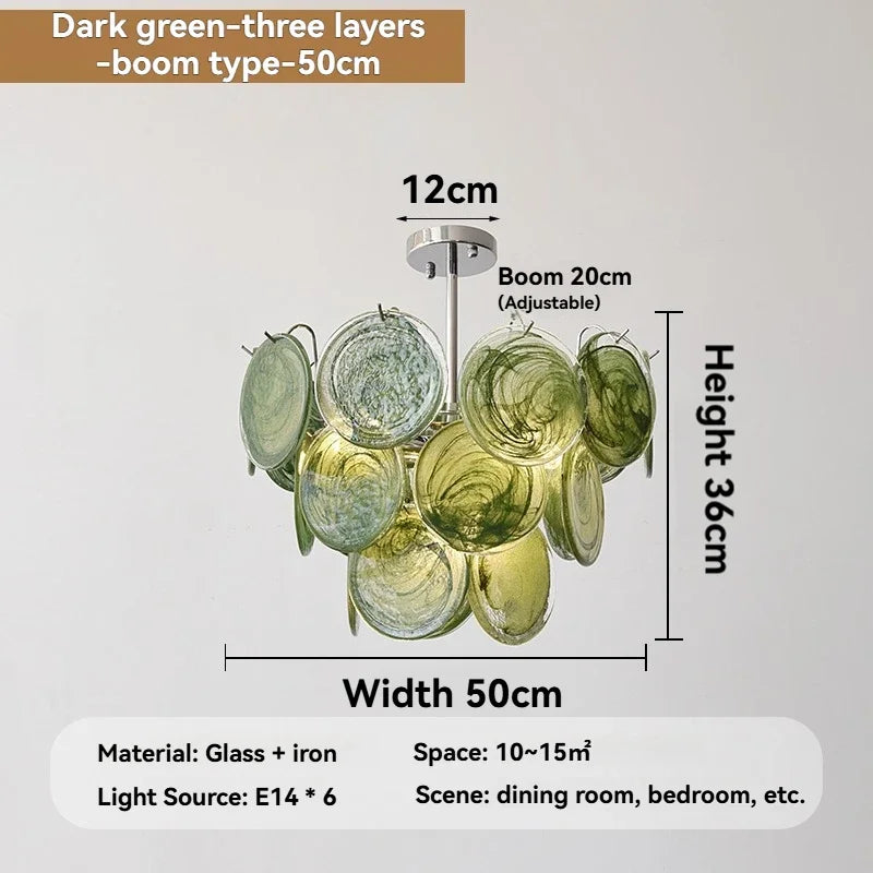 [Verde] French Vintage Green Glass Chandelier Murano