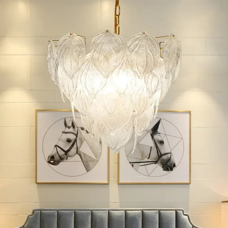 [Pino] Nordic Pine Leaf Chandelier Wrought Iron Creative