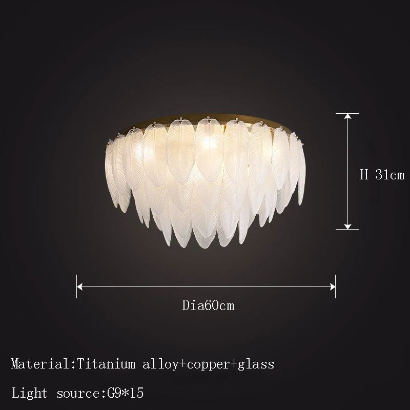 [Blanche] Glass Ceiling Chandelier White French