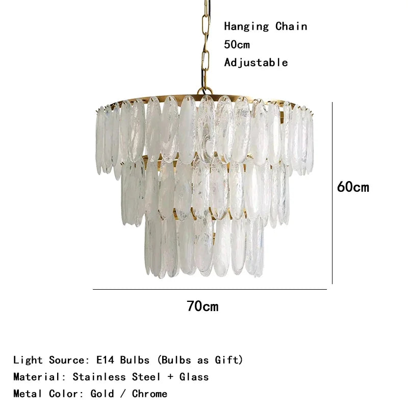 [Bianco] White Glass Pendant Art Deco Gold Chrome