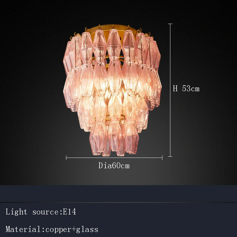 [Rosé] Postmodern Glass Chandelier Pink & Amber