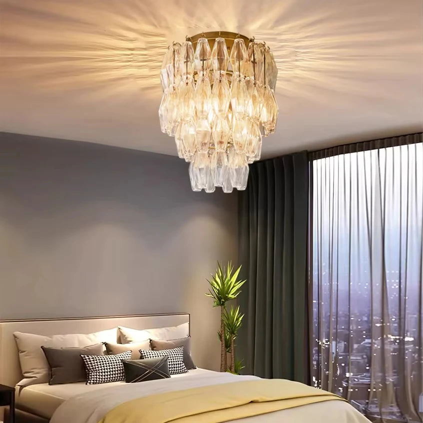 [Rosé] Postmodern Glass Chandelier Pink & Amber