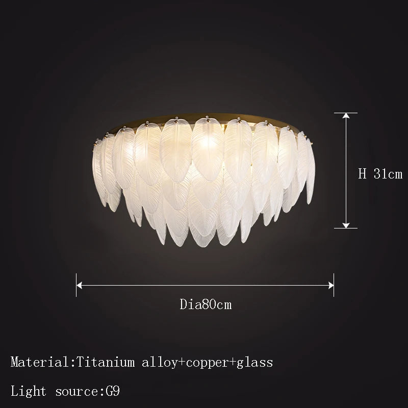 [Blanche] Glass Ceiling Chandelier White French