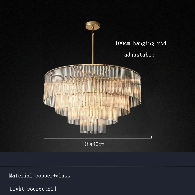 [Nordica] Nordic Luxury Glass Chandelier Gold Bar