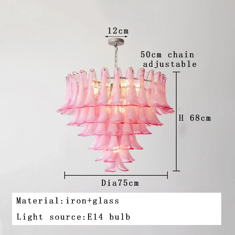 [Principessa] Pink Glass Villa Chandelier French Luxury
