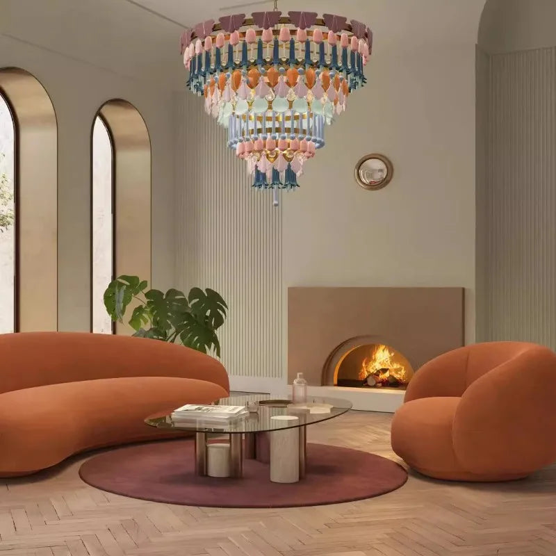 [Ceramica] Vintage Ceramic Chandelier Art Colorful