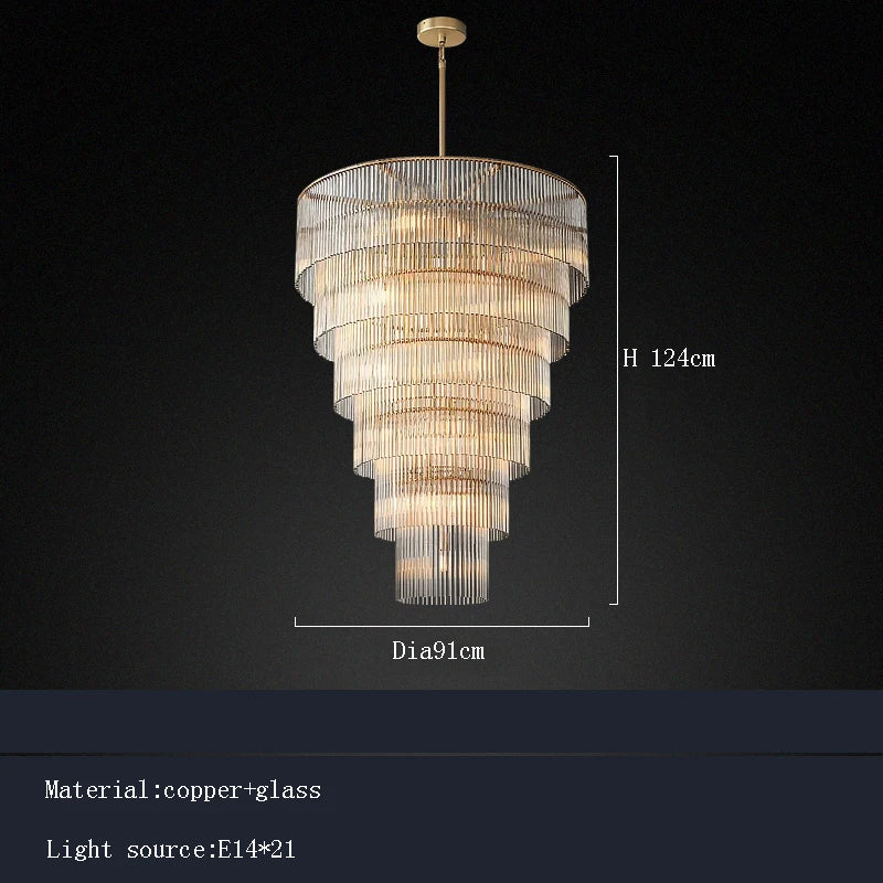 [Nordica] Nordic Luxury Glass Chandelier Gold Bar