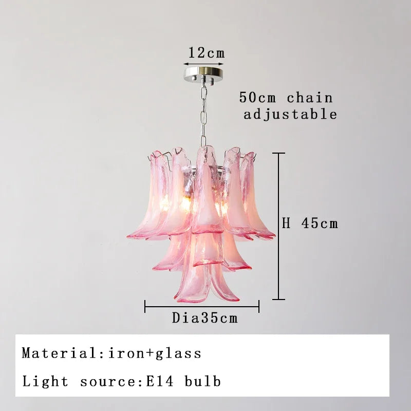 [Principessa] Pink Glass Villa Chandelier French Luxury