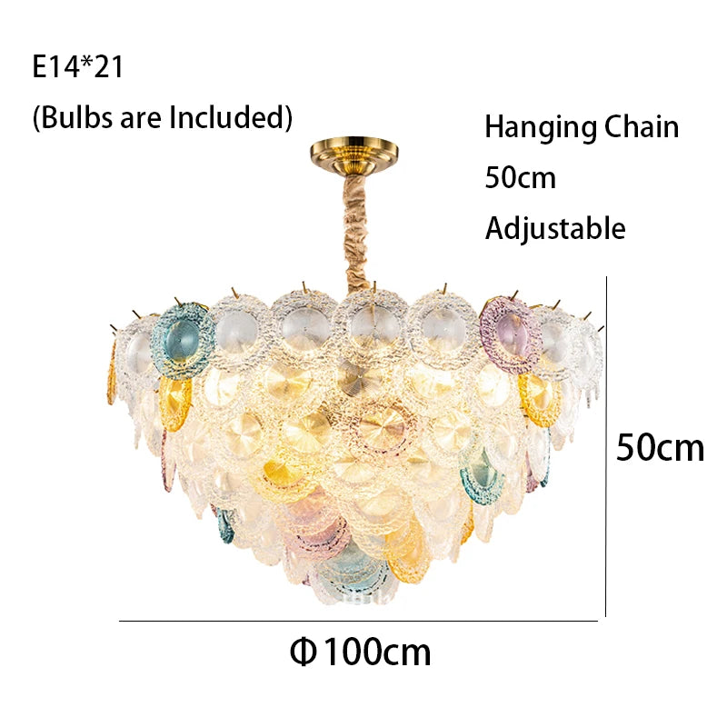 [Fiore] Vintage Flower Glass Chandelier Colorful