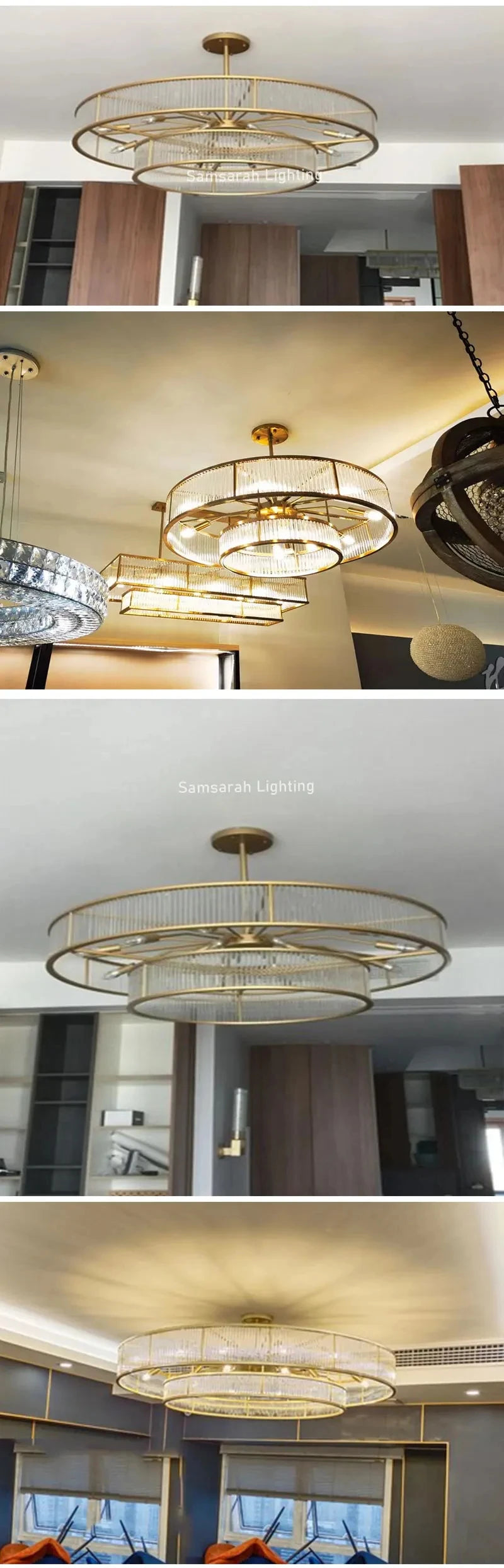 [Radiance] Copper Crystal Chandelier Golden Round
