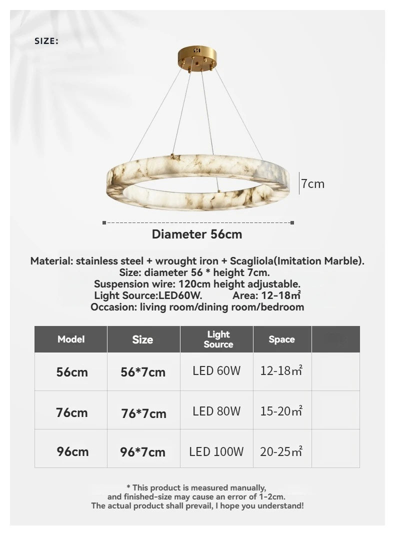 [Pietra] Marble Pendant Light Faux Stone Round