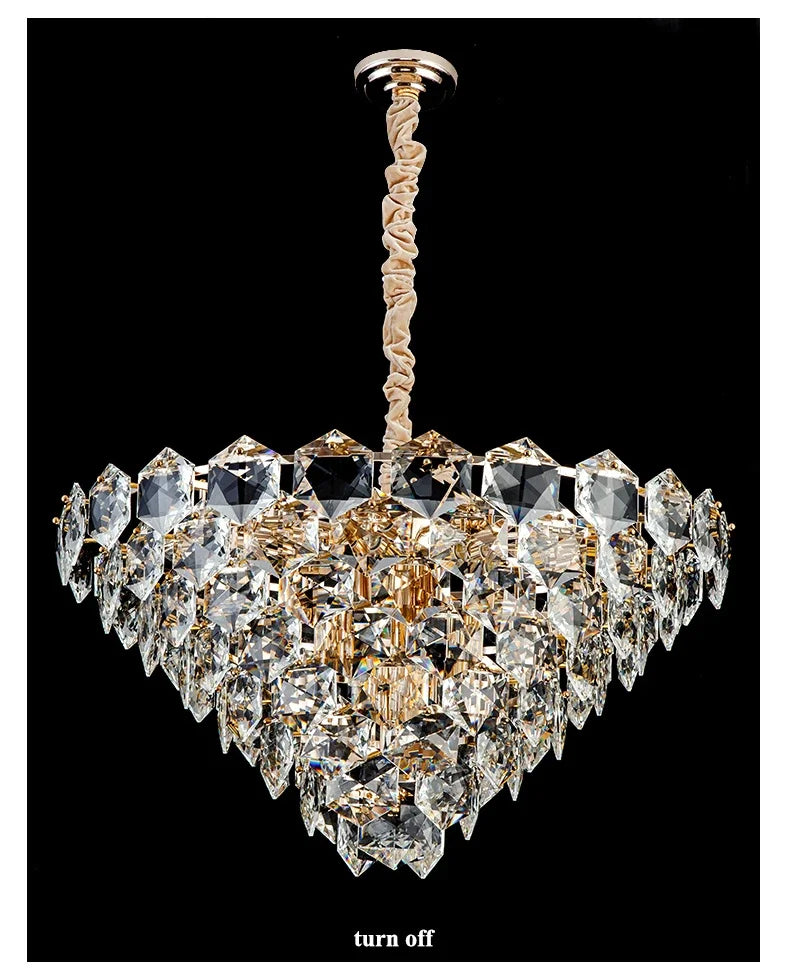 [Luminaire] Vintage Crystal LED Chandelier Gold Luxury