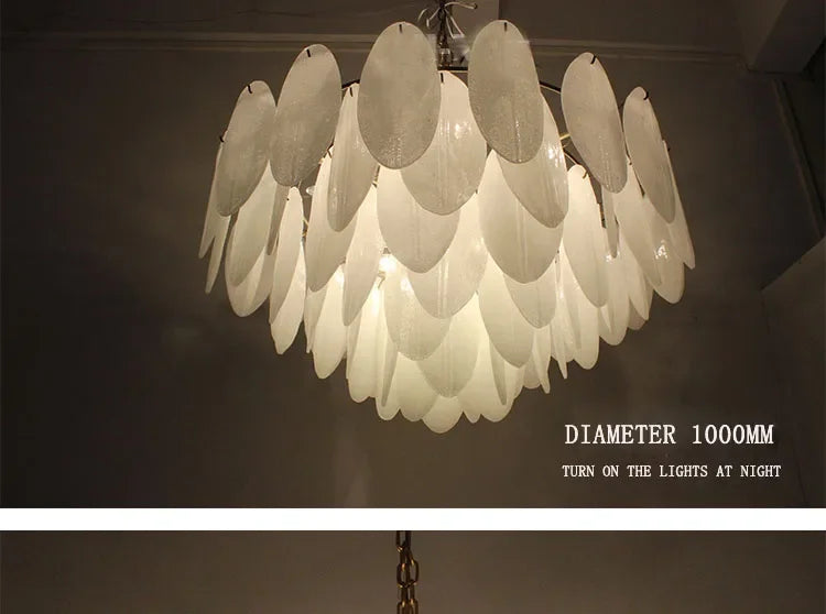 [Foglia] Glass Pendant Chandelier White