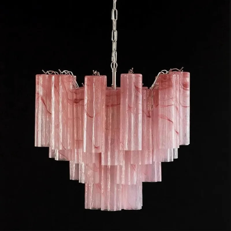 [Vetro Colorato] Art Deco Glass Tube Chandelier Stained