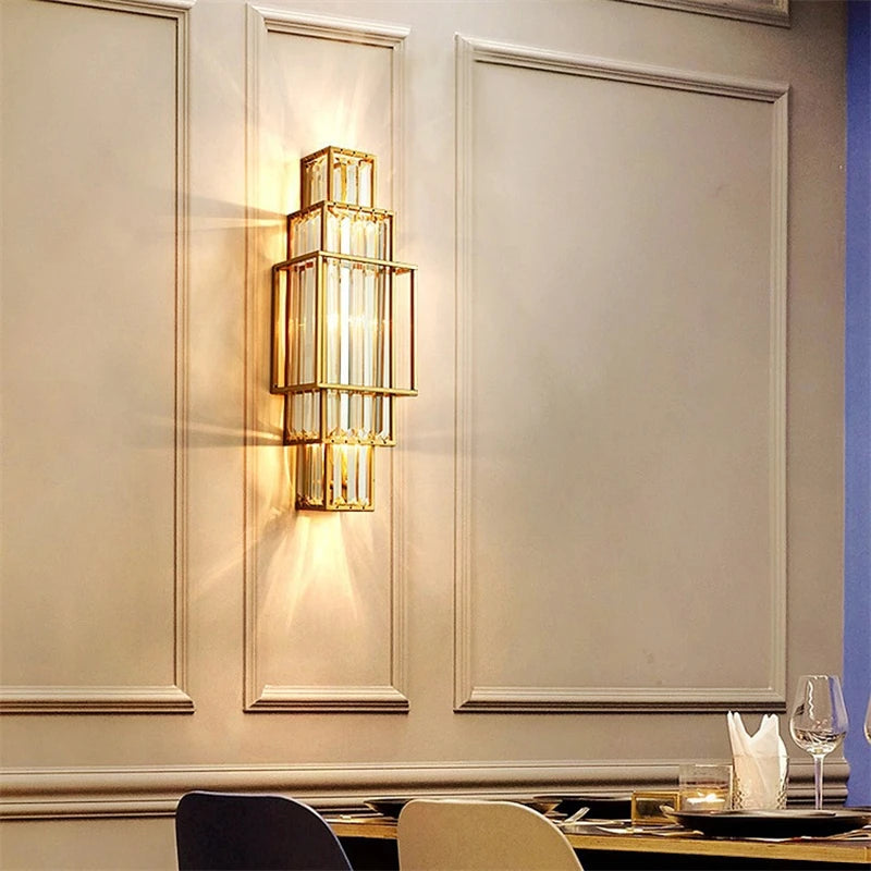 [Geometria] Geometric Crystal Wall Lamp Luxury Glass