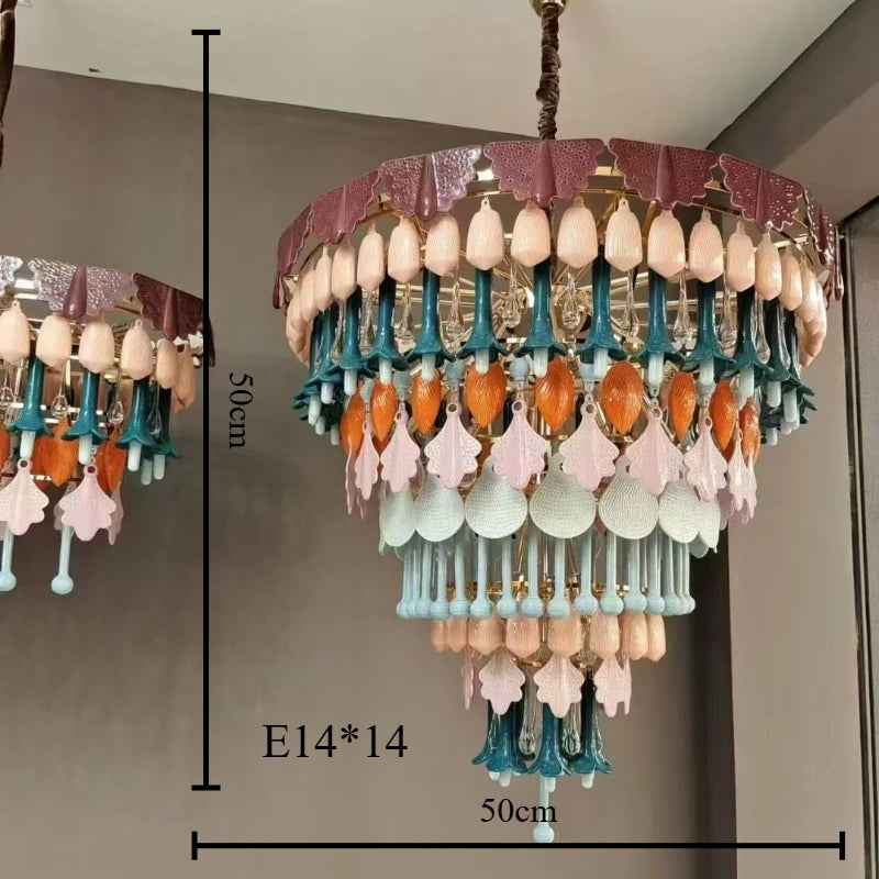 [Ceramica] Vintage Ceramic Chandelier Art Colorful