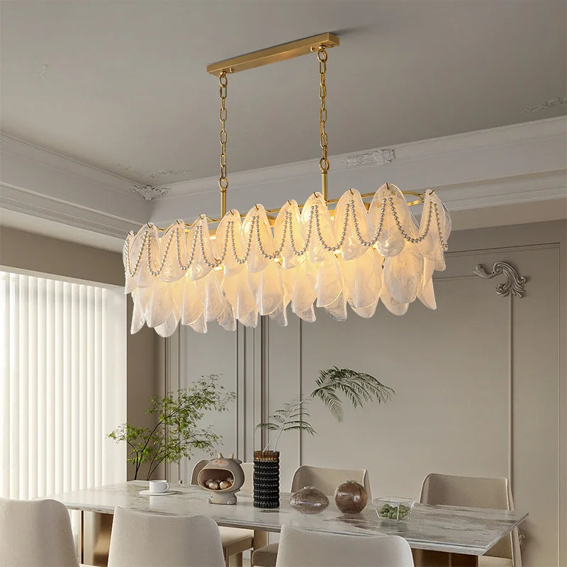 [Nuvola] French Cloud Glass Chandelier Luxury Pearl Petal