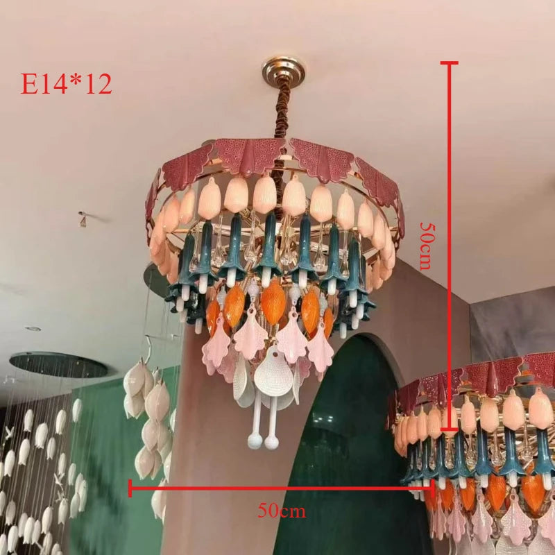[Ceramica] Vintage Ceramic Chandelier Art Colorful