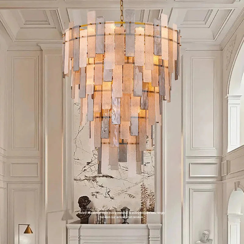 [Americana] Glass Chandelier Stainless Steel Chrome