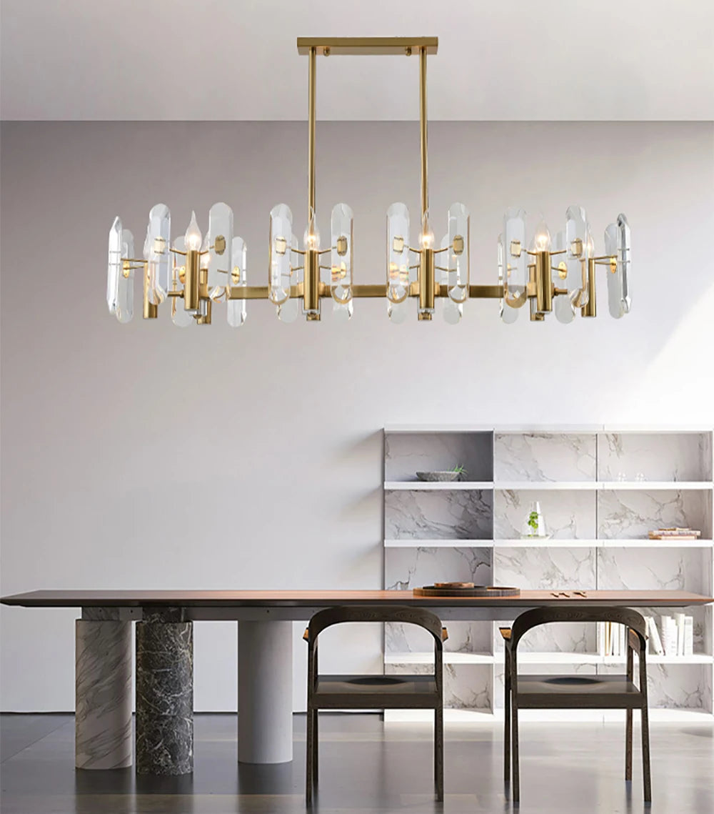 [Plafonnier] Crystal Ceiling Chandelier Brass Modern