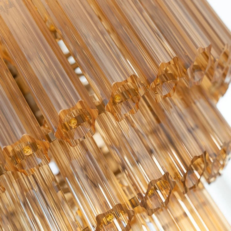 [Dorato] Vintage Gold Glass Chandelier French Round