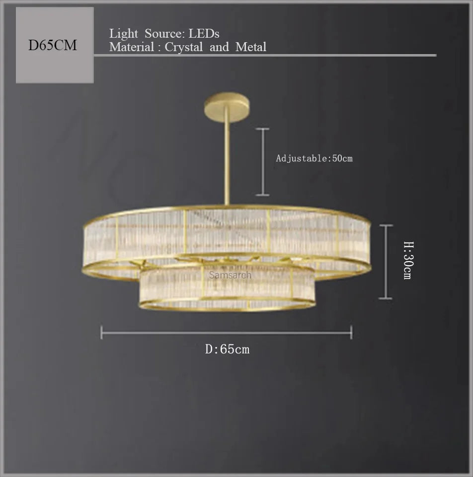 [Radiance] Copper Crystal Chandelier Golden Round