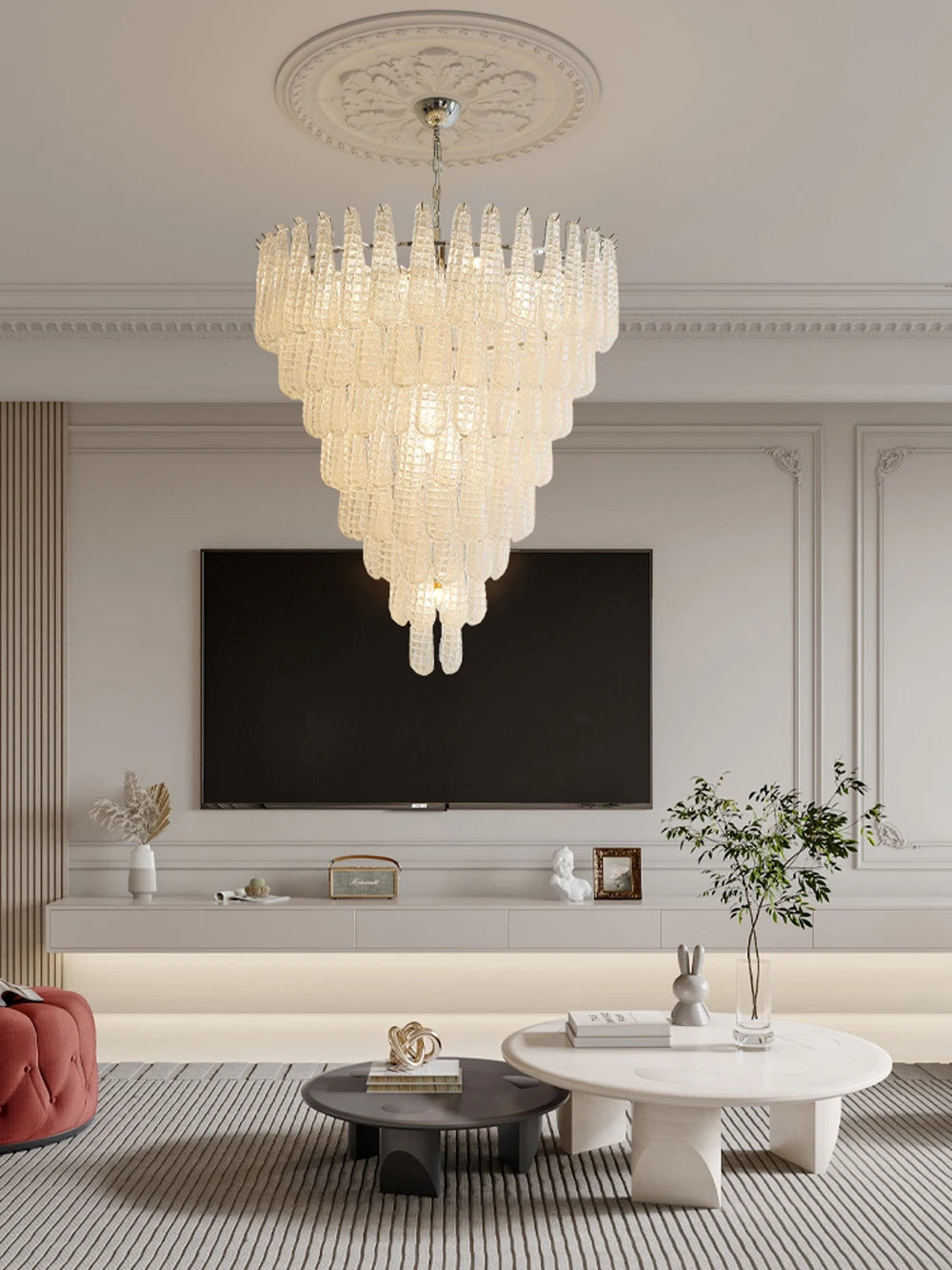 [coloreno] French Glass Chandelier Blue Pink White