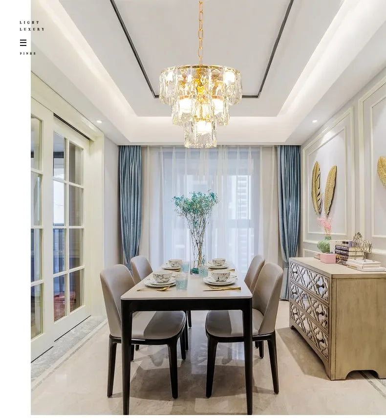 [Aurelia] Gold Crystal Chandelier Modern Lustre