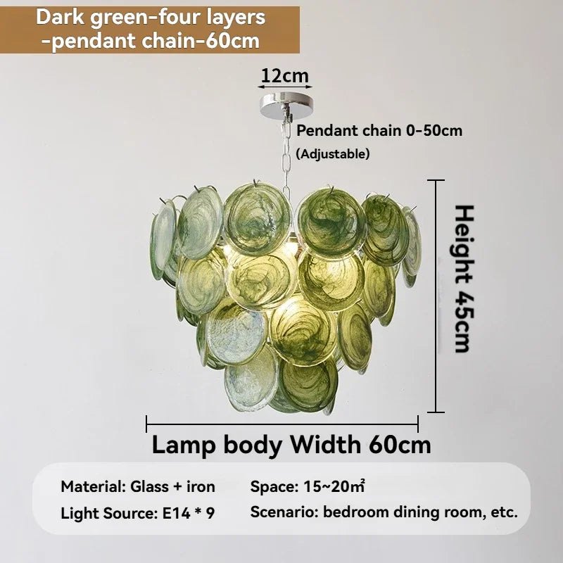[Verde] French Vintage Green Glass Chandelier Murano