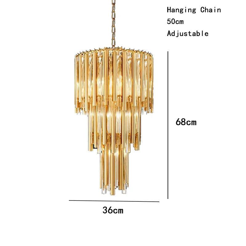 [Scala] Staircase Glass Chandelier Gold Luxury