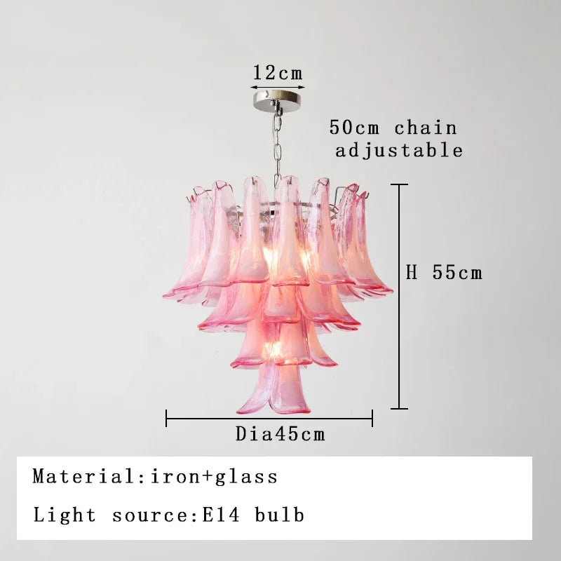[Principessa] Pink Glass Villa Chandelier French Luxury
