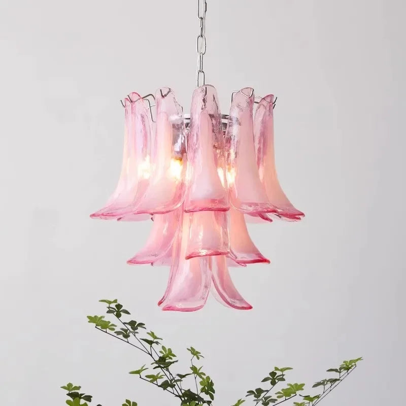 [Principessa] Pink Glass Villa Chandelier French Luxury