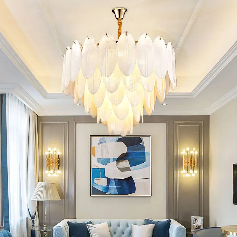[Foglia] Glass Pendant Chandelier White