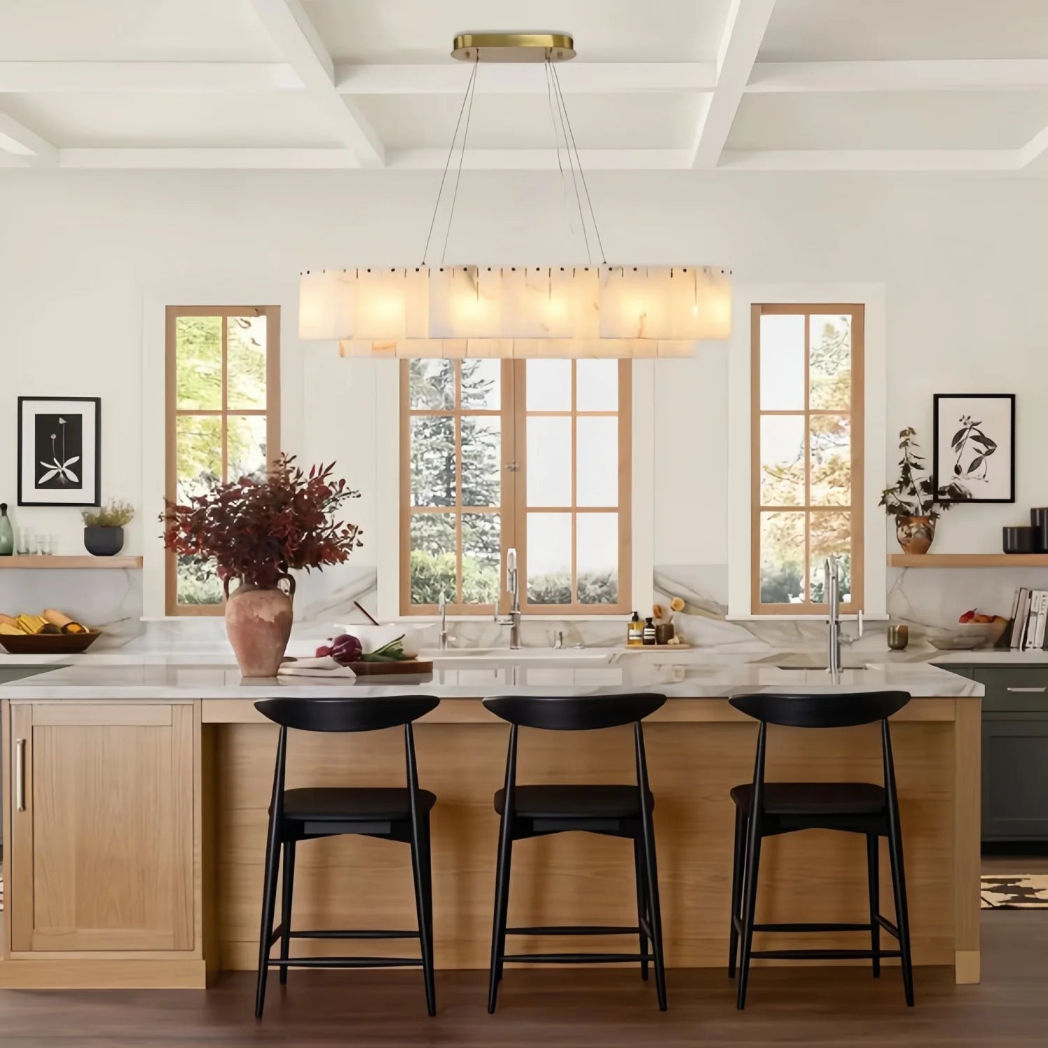 [Carrara] Marble Pendant Light Brass Gold