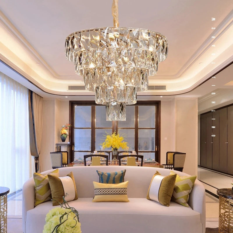 [Aurelia] Gold Crystal Chandelier Modern Lustre
